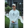 Kışlık Bisiklet Yaka Ön Ve Arka Baskılı Sweatshirt - Beyaz