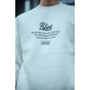 Kışlık Bisiklet Yaka Ön Ve Arka Baskılı Sweatshirt - Beyaz