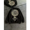 Kışlık Bisiklet Yaka Ön Ve Arka Baskılı Sweatshirt - Siyah