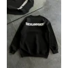Kışlık Bisiklet Yaka Oversize Baskılı Sweatshirt - Siyah