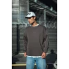 Kışlık Bisiklet Yaka Üç İplik Basic Sweatshirt - Antrasit