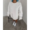 Kışlık Bisiklet Yaka Üç İplik Basic Sweatshirt - Beyaz
