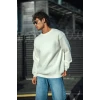 Kışlık Bisiklet Yaka Üç İplik Basic Sweatshirt - Beyaz