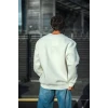 Kışlık Bisiklet Yaka Üç İplik Basic Sweatshirt - Beyaz
