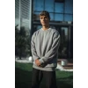 Kışlık Bisiklet Yaka Üç İplik Basic Sweatshirt - Boyalı Gri