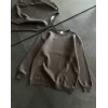 Kışlık Bisiklet Yaka Üç İplik Basic Sweatshirt - Füme
