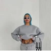 Kışlık Bisiklet Yaka Üç İplik Basic Sweatshirt - Gri