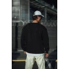 Kışlık Bisiklet Yaka Üç İplik Basic Sweatshirt - Siyah
