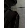 Kışlık Bisiklet Yaka Üç İplik Basic Sweatshirt - Siyah