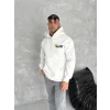 Kışlık Üç İplik Kapşonlu Sweatshirt - Beyaz