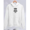 Kışlık Üç İplik Kapşonlu Sweatshirt - Beyaz