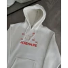 Kışlık Uzun Kol Kapüşonlu Sweatshirt - Beyaz