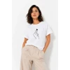 Kore Parmak Kalp Aşk Temalı Minimal Baskılı Tişört Yazlık Kısa Kol T-shirt  - Beyaz