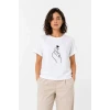 Kore Parmak Kalp Aşk Temalı Minimal Baskılı Tişört Yazlık Kısa Kol T-shirt  - Beyaz