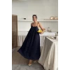 Lacivert Askılı Müslin Elbise