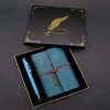Metal Kalem ve Mavi Deri Defter