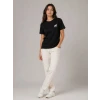 Minimal Geyik Logolu Tişört Bisiklet Yaka Kısa Kol Yazlık T-shirt - Siyah