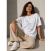 Minimal Kedi Çizim Baskılı Tişört Kısa Kol Yazlık T-shirt - Beyaz