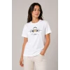 Müzik Temalı Baskılı Tişört Bisiklet Yaka Kısa Kol T-shirt - Beyaz