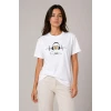 Müzik Temalı Baskılı Tişört Bisiklet Yaka Kısa Kol T-shirt - Beyaz