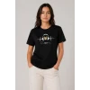 Müzik Temalı Baskılı Tişört Bisiklet Yaka Kısa Kol T-shirt - Siyah