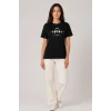 Müzik Temalı Baskılı Tişört Bisiklet Yaka Kısa Kol T-shirt - Siyah