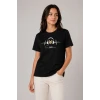 Müzik Temalı Baskılı Tişört Bisiklet Yaka Kısa Kol T-shirt - Siyah