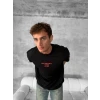 Ön Ve Arka Baskılı Oversize Bisiklet Yaka T-shirt- Siyah