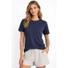 Osy Modal Yumuşak Dokulu Kumaş Bisiklet Yaka T-shirt - İndigo