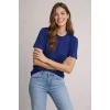 Osy Modal Yumuşak Dokulu Kumaş Bisiklet Yaka T-shirt - Lacivert