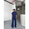 Osy Modal Yumuşak Dokulu Kumaş Kısa Kollu Bluz Rahat Pantalon İkili Takım- Lacivert