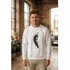 Oversize Bisiklet Yaka Sevgililer Günü Baskılı Sweatshirt - Beyaz