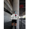 Oversize Üç İplik Bisiklet Yaka Baskılı Sweatshirt - Beyaz