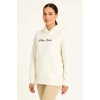 Oversize Üç İplik Şardonlu Kapüşonlu Sweatshirt – Beyaz “other Lives” Ön Ve Arka Baskılı, Kanguru Cepli, Ribanalı Rahat Kışlık Model Beyaz