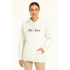 Oversize Üç İplik Şardonlu Kapüşonlu Sweatshirt – Beyaz “other Lives” Ön Ve Arka Baskılı, Kanguru Cepli, Ribanalı Rahat Kışlık Model Beyaz