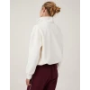 Oversize Yarım Farmuarlı Yakalı Basic Sweatshirt - Beyaz