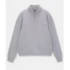 Oversize Yarım Farmuarlı Yakalı Basic Sweatshirt - Gri