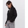 Oversize Yarım Farmuarlı Yakalı Basic Sweatshirt - Siyah