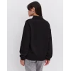 Oversize Yarım Farmuarlı Yakalı Basic Sweatshirt - Siyah