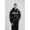 Polızeı Premium Kalite Kapşonlu Varak Ve Pano Baskılı Sweatshirt - Siyah