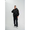 Polızeı Premium Kalite Kapşonlu Varak Ve Pano Baskılı Sweatshirt - Siyah