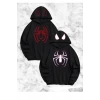 Sevgili Çift Kombini Örümcek Baskılı Kapüşonlu Sweatshirt Hoodie - Siyah