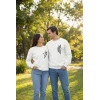 Sevgililer Günü Baskılı Oversize Bisiklet Yaka Sweatshirt - Beyaz