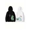 Sevgililer Günü Baskılı Oversize Kapüşonlu Sweatshirt Hoodie - Beyaz