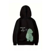 Sevgililer Günü Baskılı Oversize Kapüşonlu Sweatshirt Hoodie - Siyah