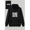 Sevgililer Günü Beyci Hediye Baskılı Oversize Kapüşonlu Sweatshirt - Siyah