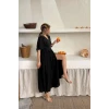Siyah Müslin Uzun Elbise