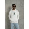 Siyah Oversize Hoodie - Sırt Baskılı Survivor Penguin Temalı, Felsefi Yazılı Kapüşonlu Sweatshirt - Beyaz