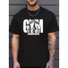 Sporda Günlük Hayata Giyilebilir Gym Baskılı Oversize Bisiklet Yaka Erkek T-shirt - Siyah