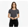 T-shirt Bisiklet Yaka Slim Fit Likralı Tişört Günlük Basic Body - Füme